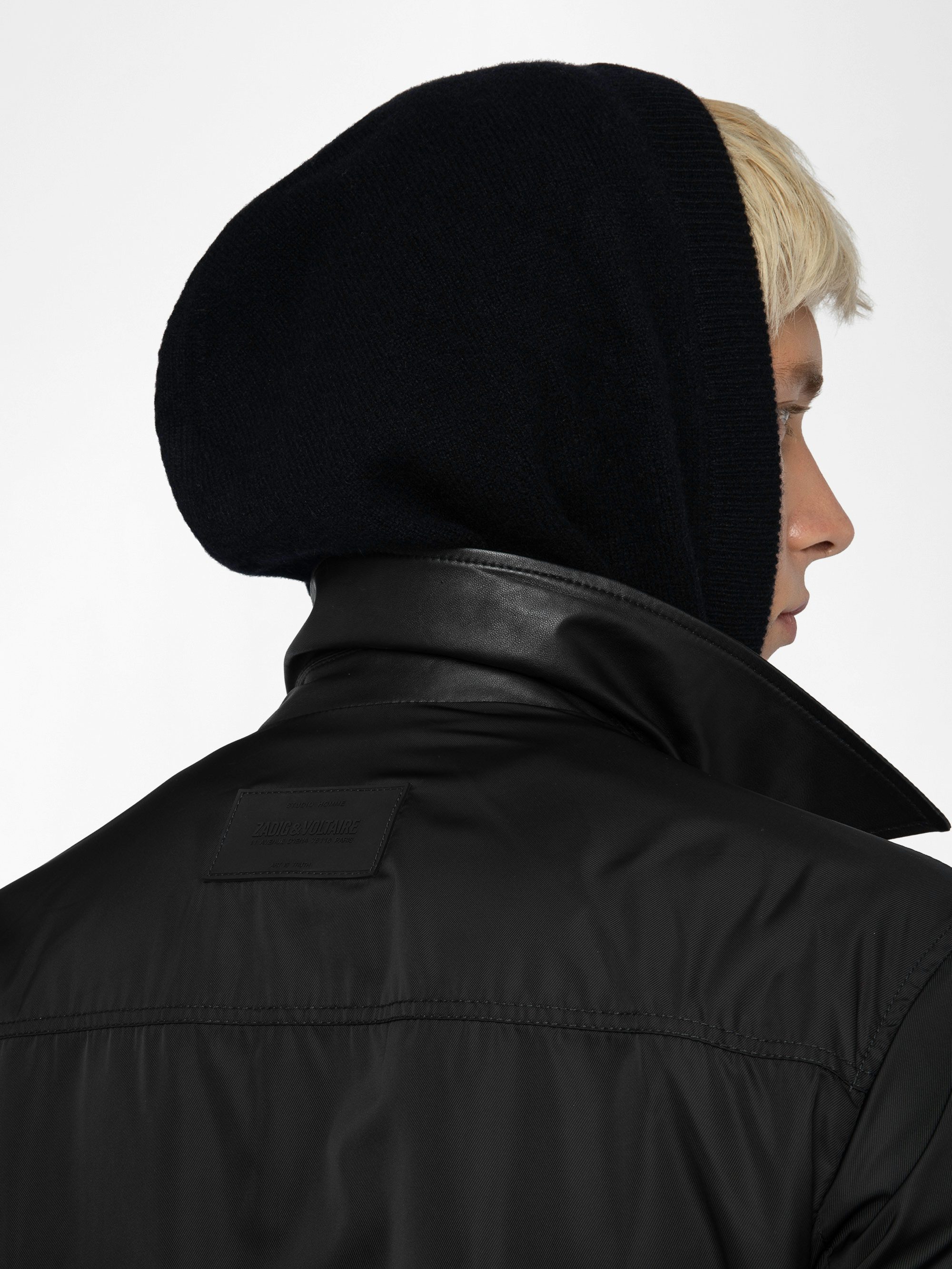 Lederjacke Mate - Wendbare Jacke mit Reißverschluss aus Leder und Nylon, lange Ärmel, „Studio Homme“-Emblem aus Gummi auf der Rückseite.